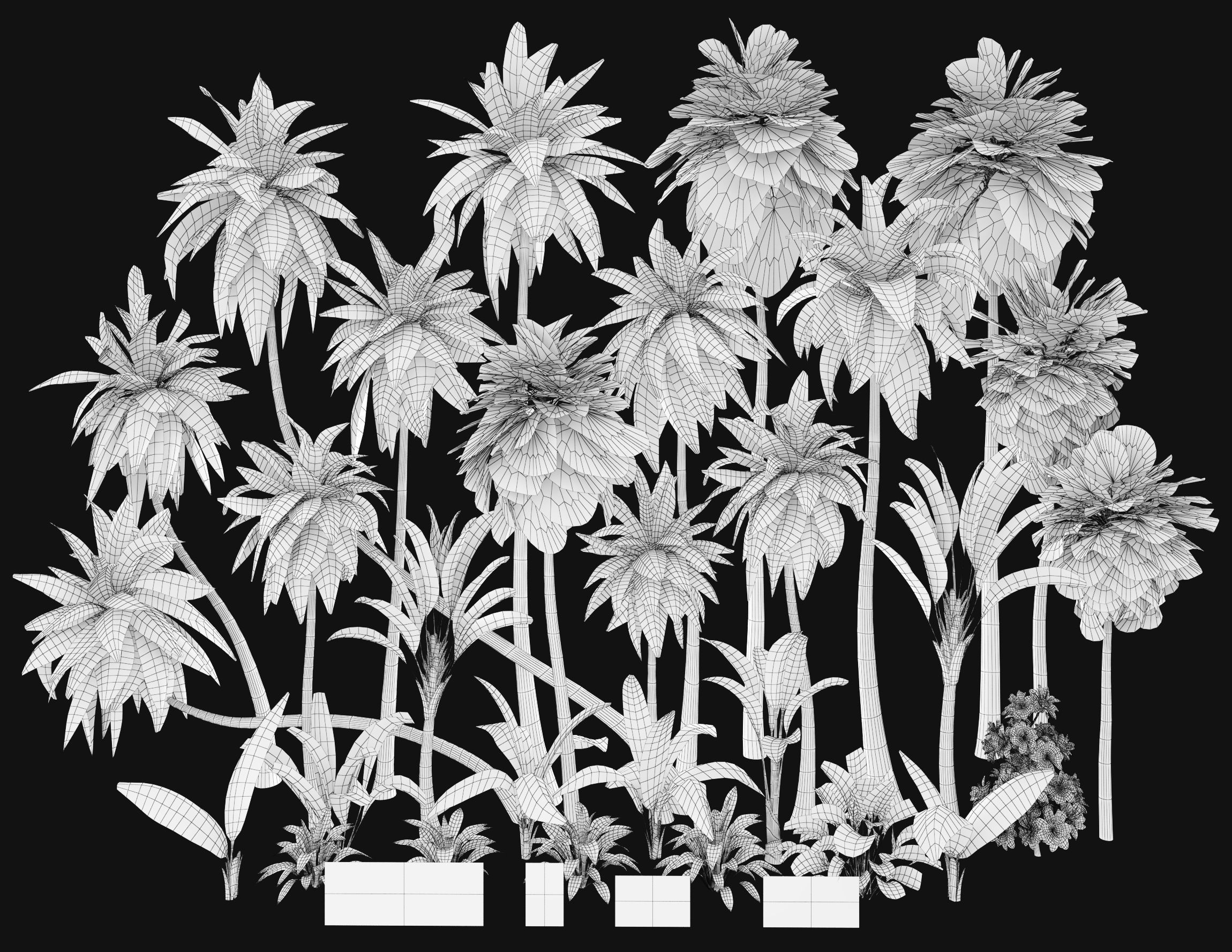 Palms low poly tropical palm trees Low-poly 3D model_3