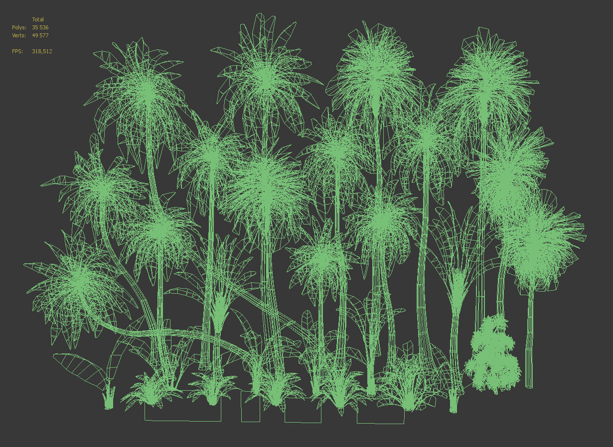 Palms low poly tropical palm trees Low-poly 3D model_4