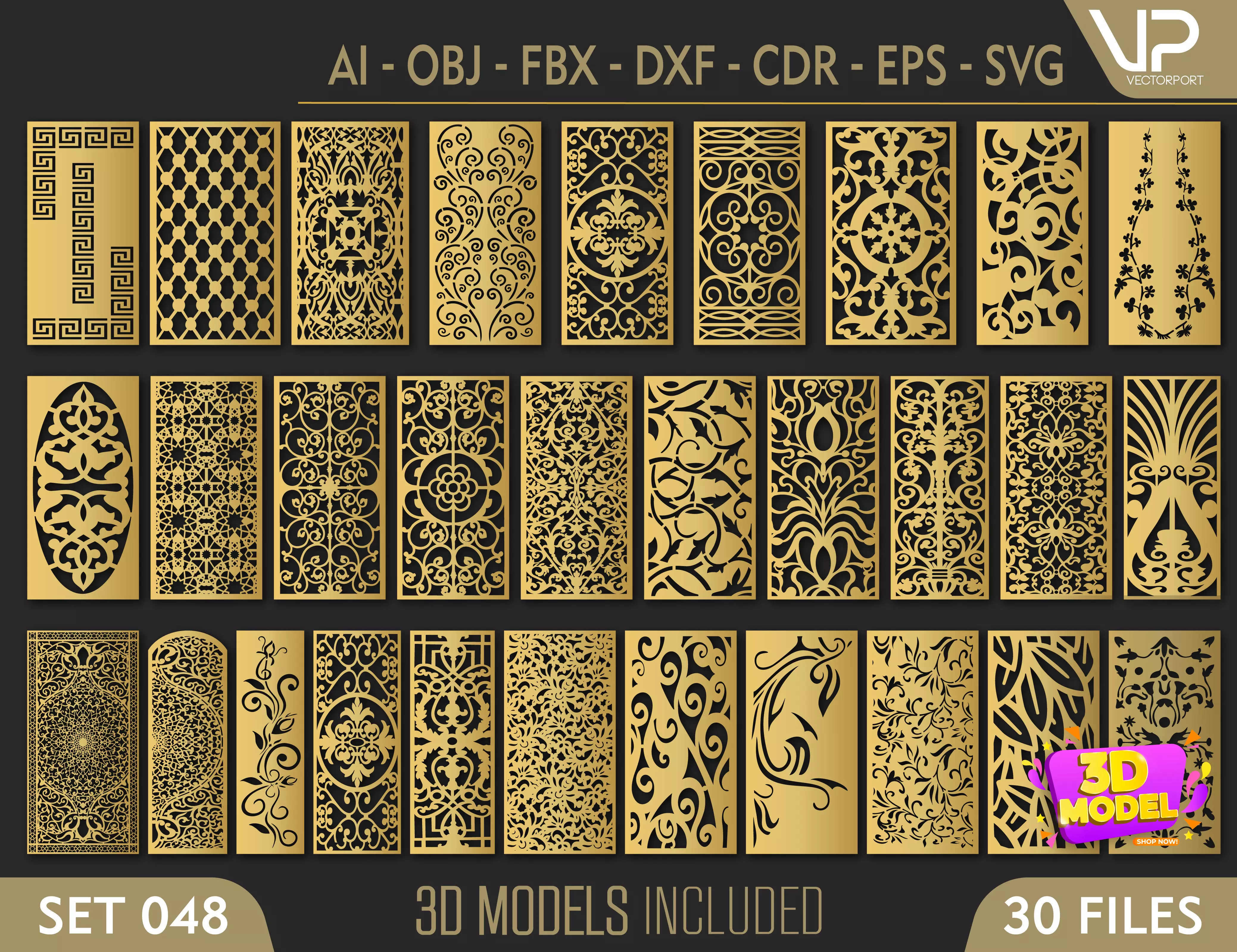 30 3D Decorative wall panels - screen SET 048 3D model_0