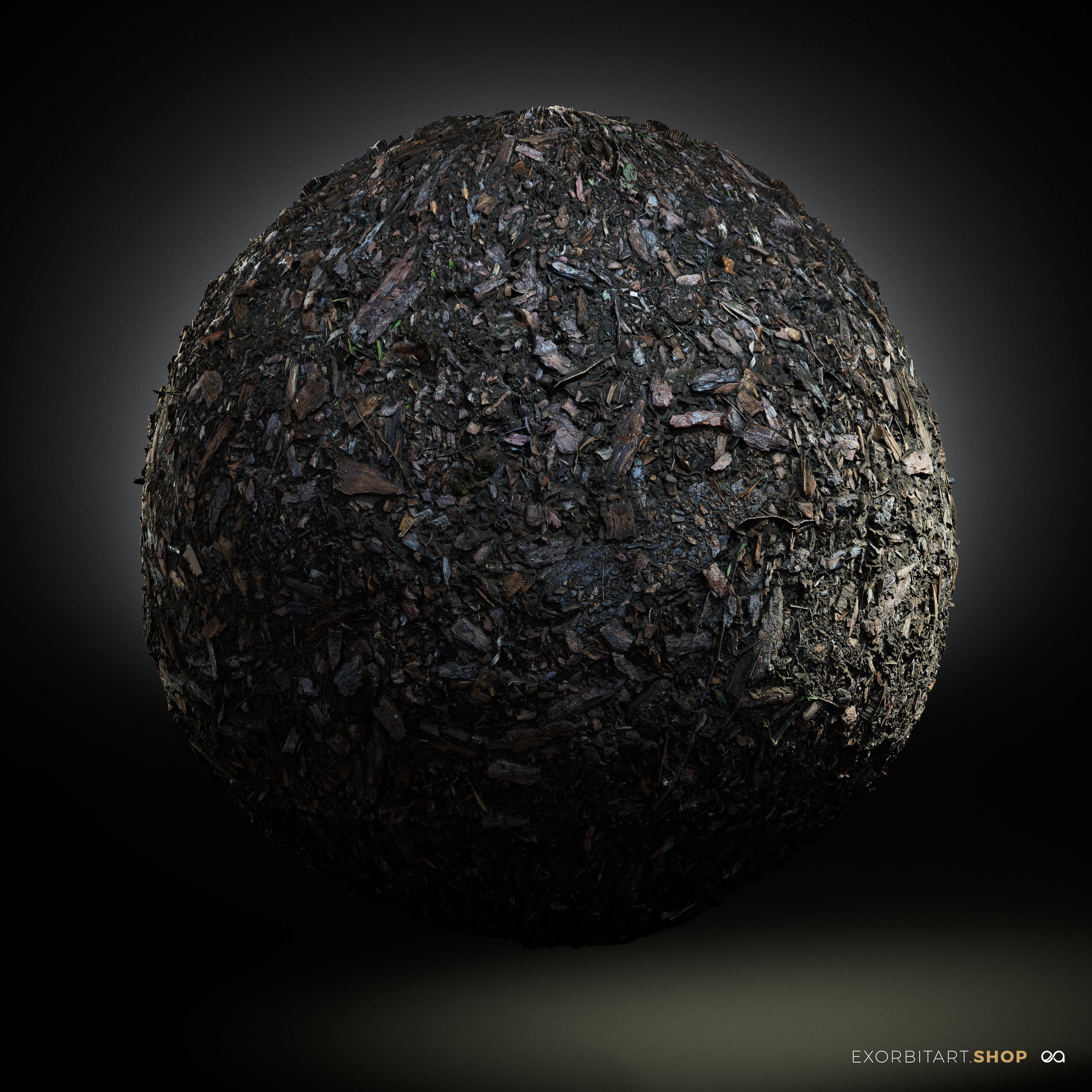 Scanned Seamless Wood Chips Ground PBR Textures