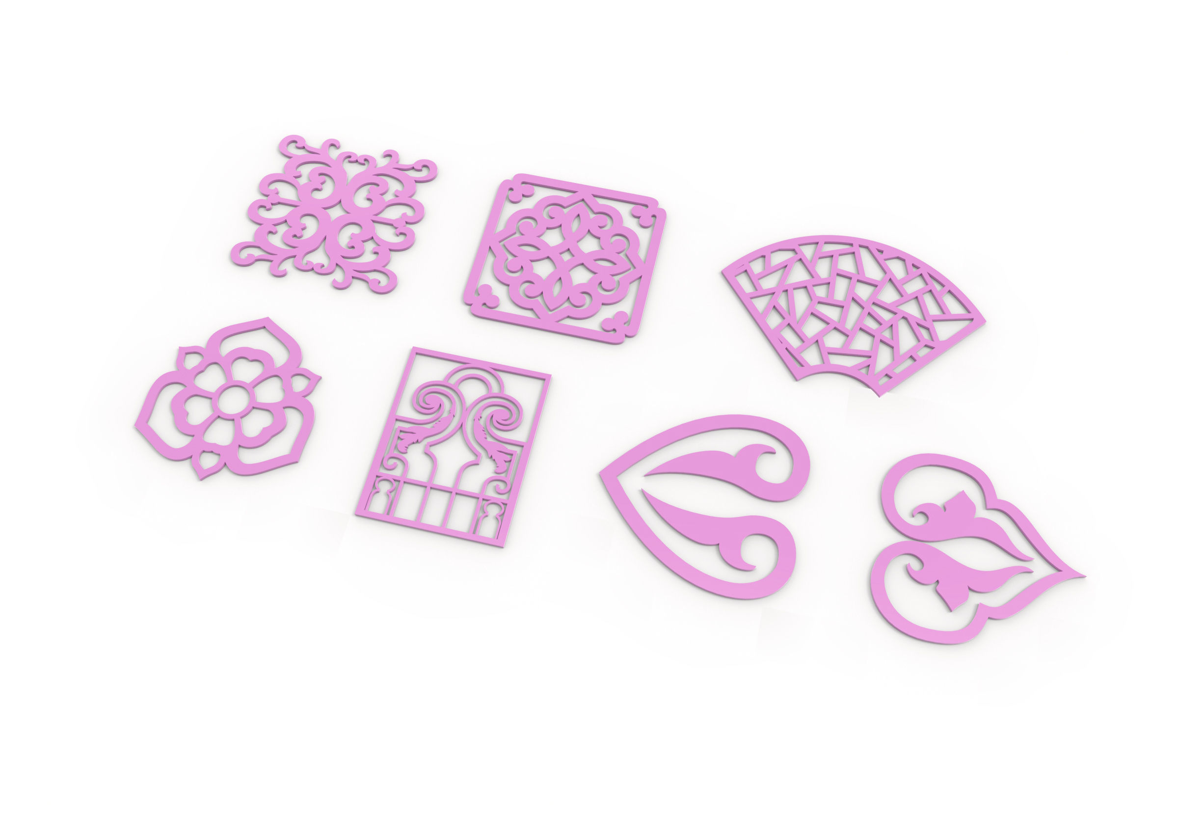 24 3D Decorative wall panels - screen SET 050 3D model_4