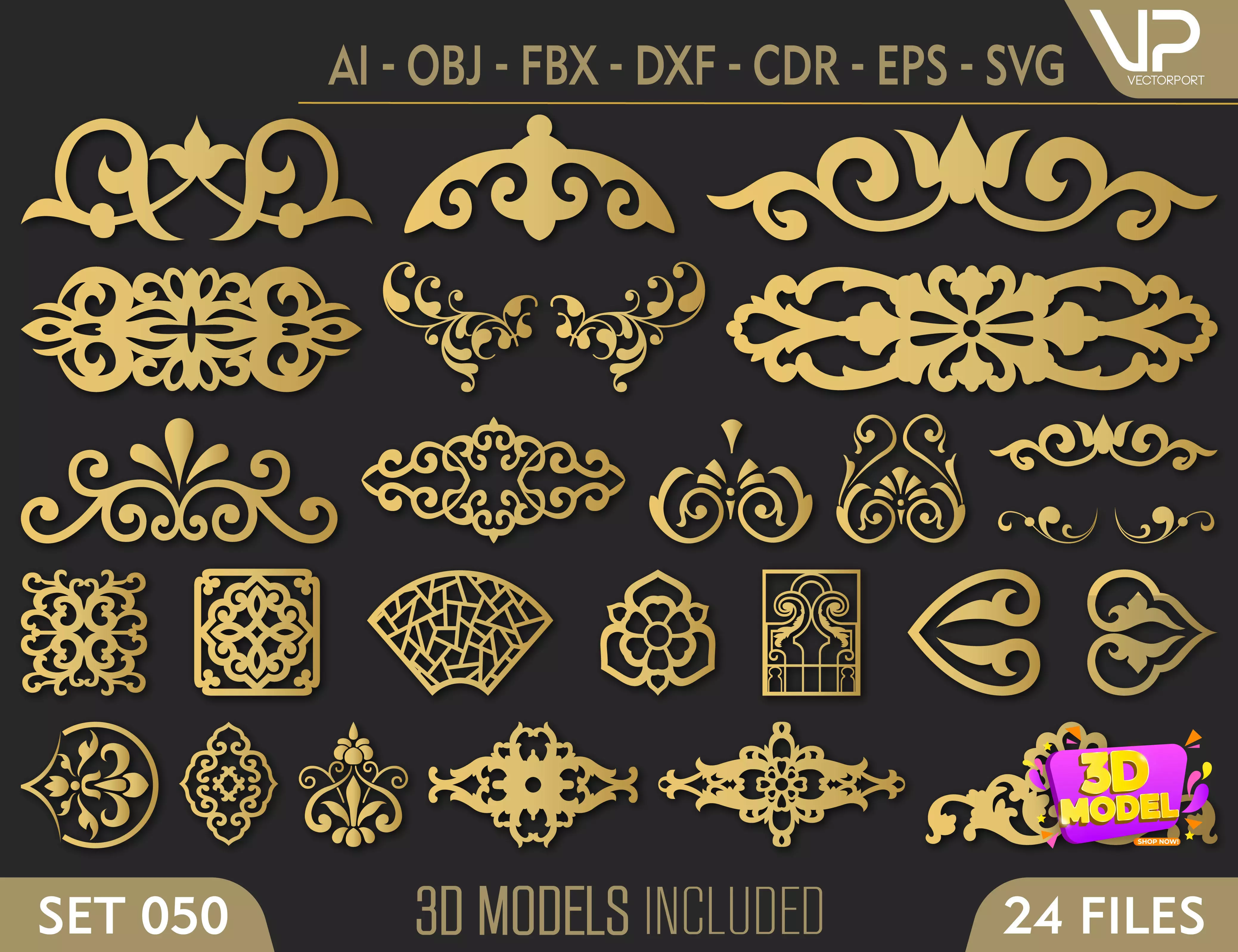 24 3D Decorative wall panels - screen SET 050 3D model_0