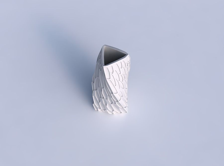 Vase twist triangle with organic dents 3D print model_1