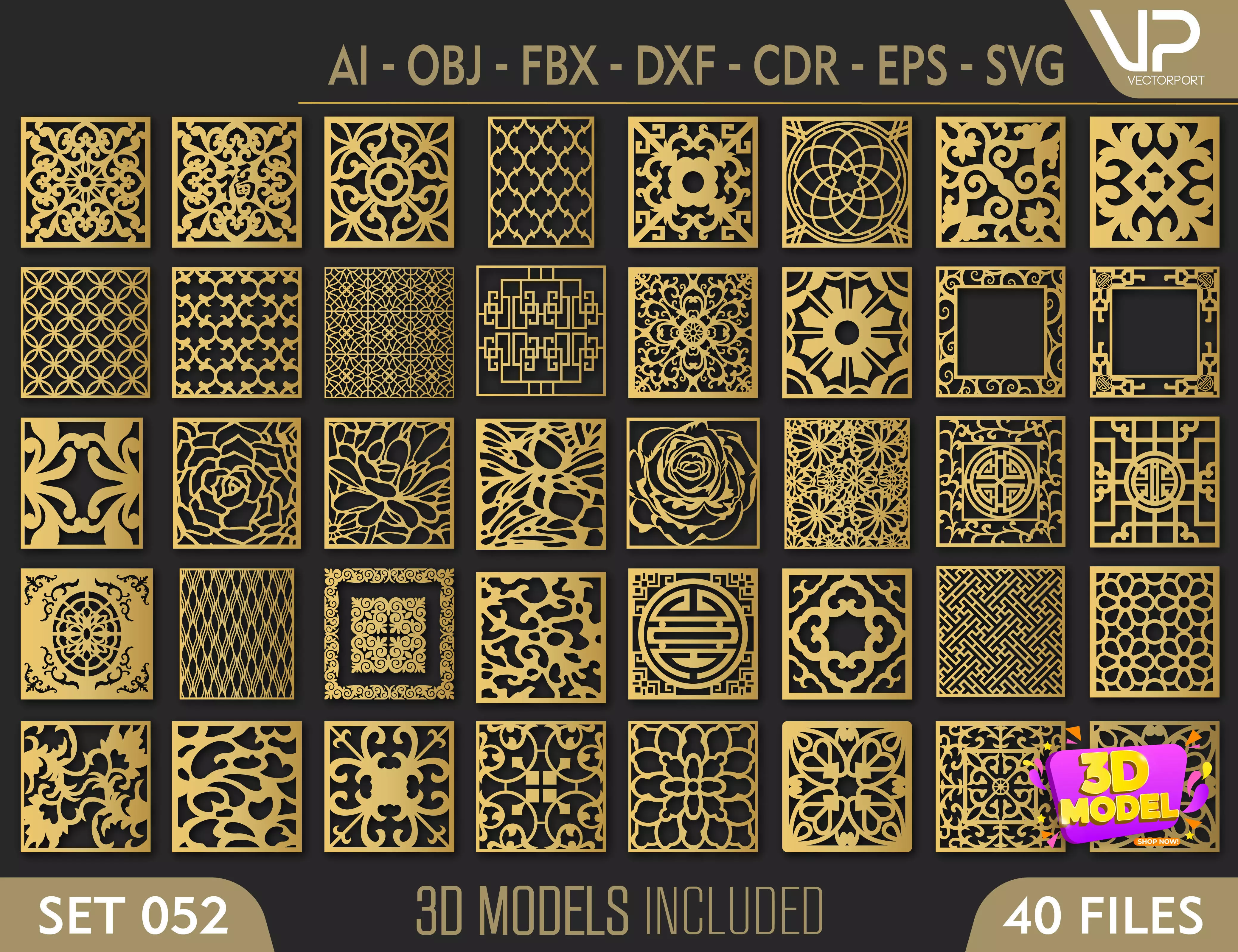 40 3D Decorative wall panels - screen SET 052 3D model_0