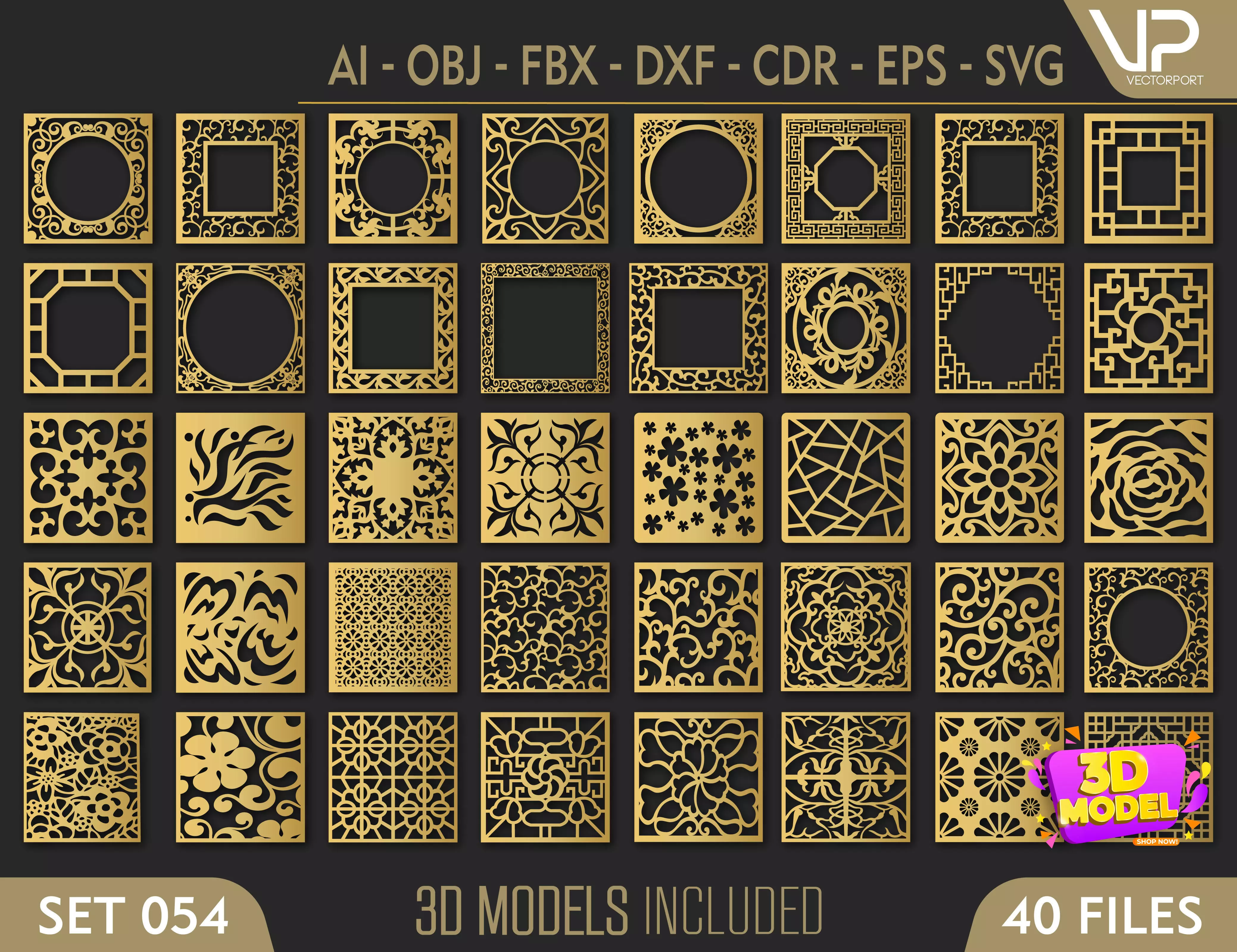 40 3D Decorative wall panels - screen SET 054 3D model_0