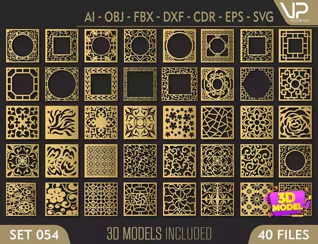 40 3D Decorative wall panels - screen SET 054 3D model