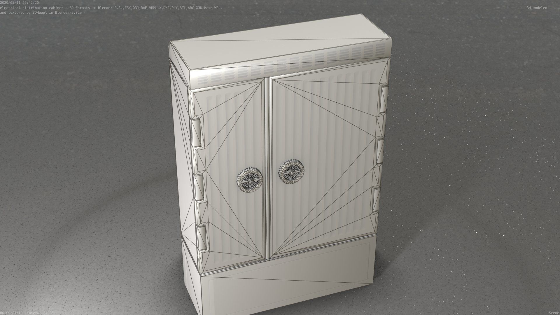 Electrical Distribution Cabinet 130 Low-poly 3D model_6