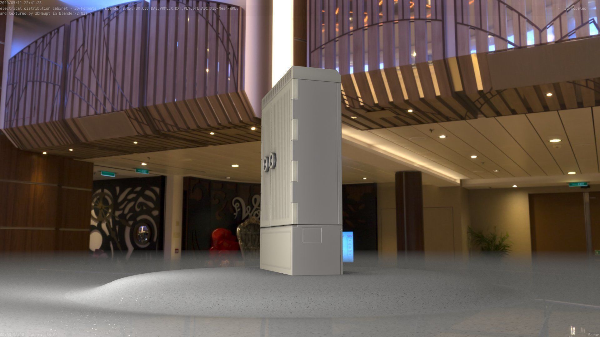 Electrical Distribution Cabinet 130 Low-poly 3D model_36