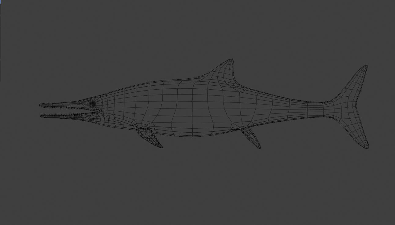 Ichthyosaurs shark Low-poly 3D model_8
