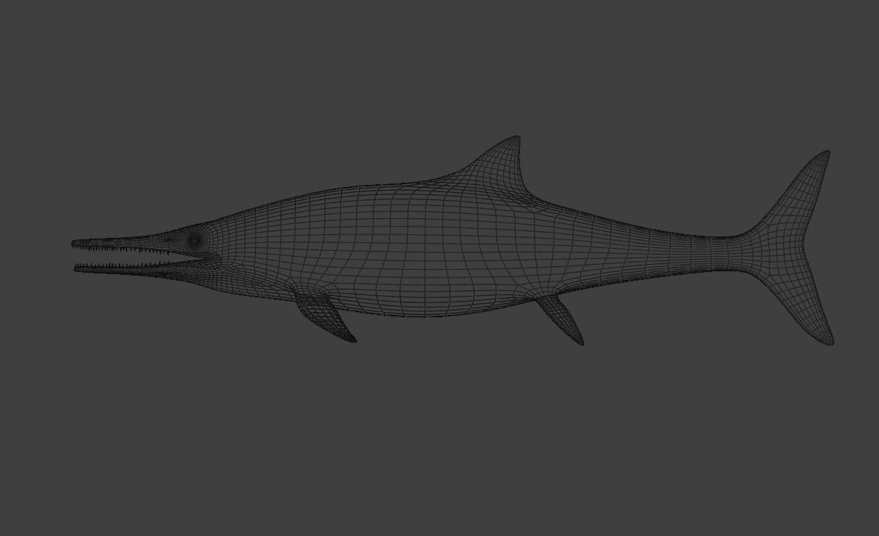 Ichthyosaurs shark Low-poly 3D model_9