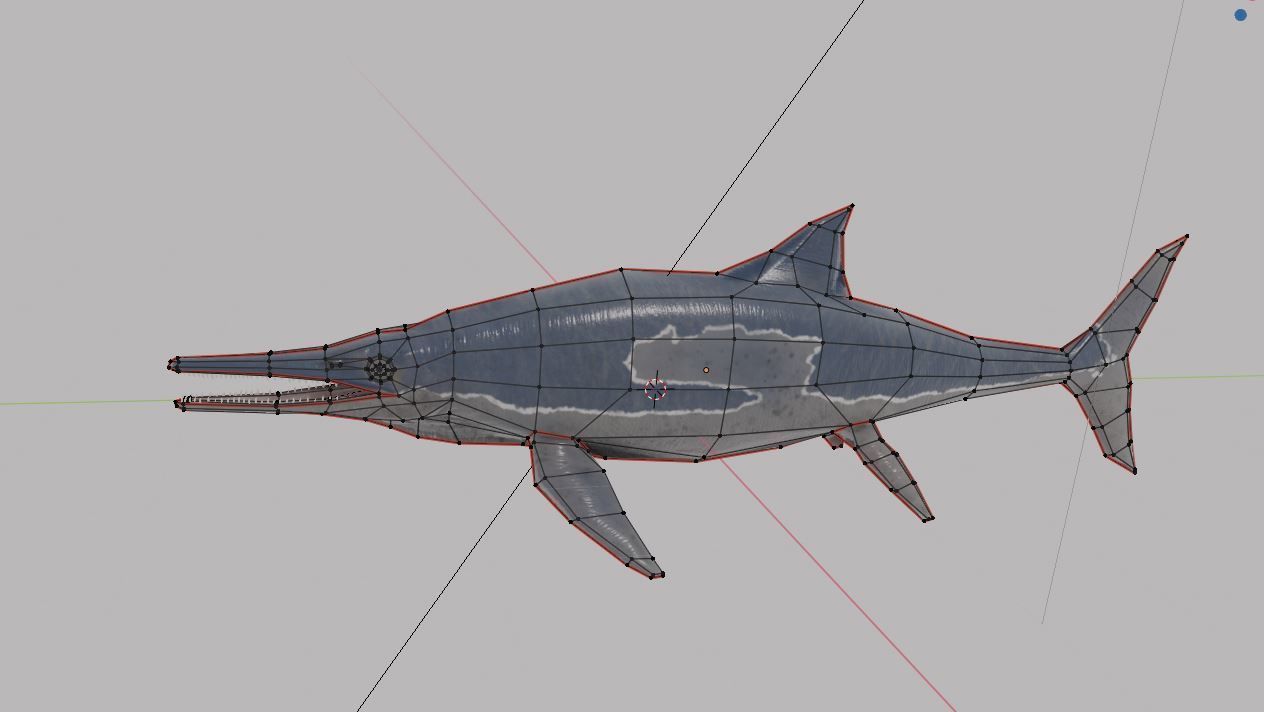 Ichthyosaurs shark Low-poly 3D model_6