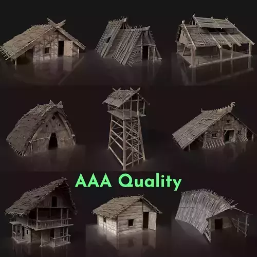 NEXT GEN VIKING MEDIEVAL VILLAGE SETTLEMENT BUILDER COLLECTION Low-poly 3D model