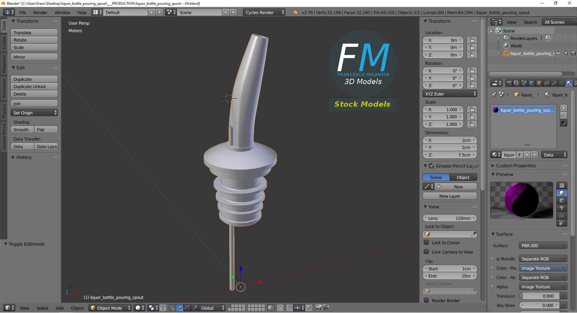 Liquor bottle pouring spout 3D model_9