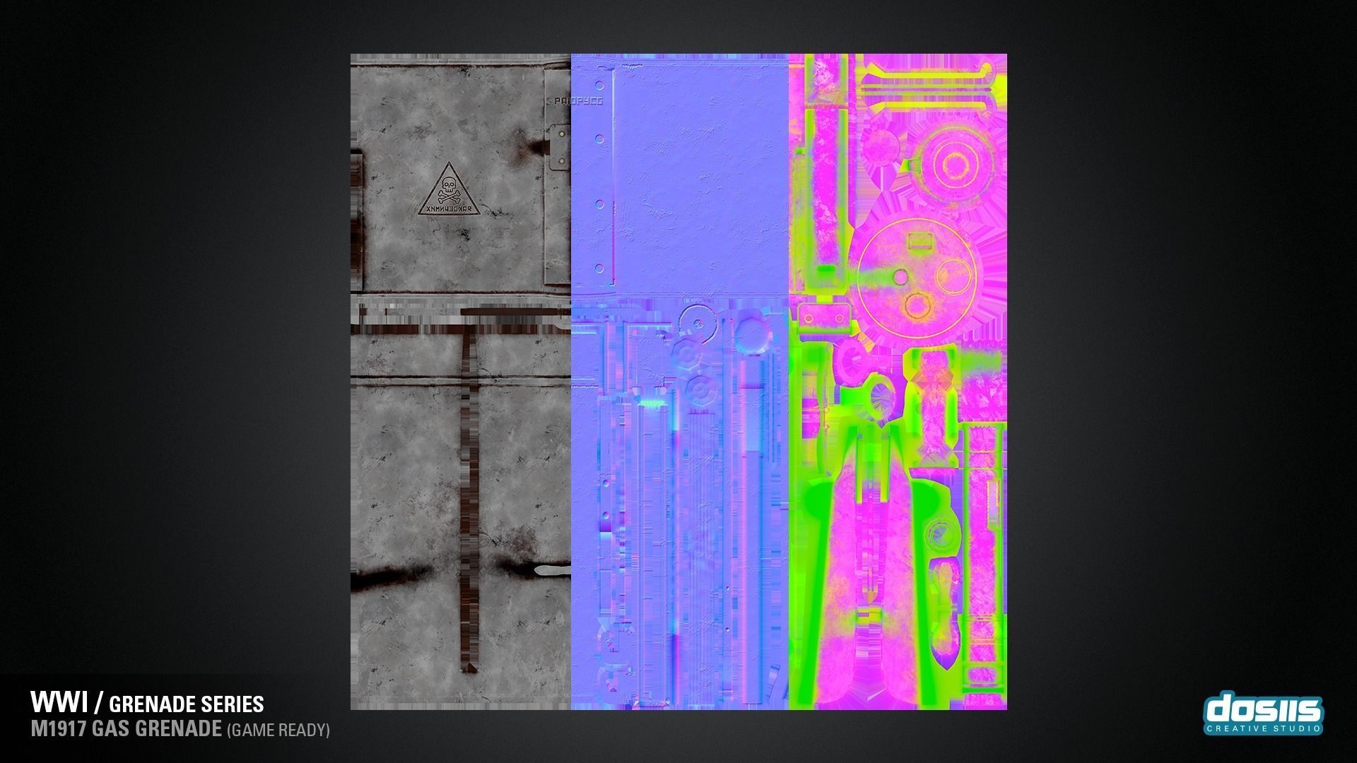 M1917 Gas Grenade - WWI Grenade Series Game Ready Low-poly 3D model_9