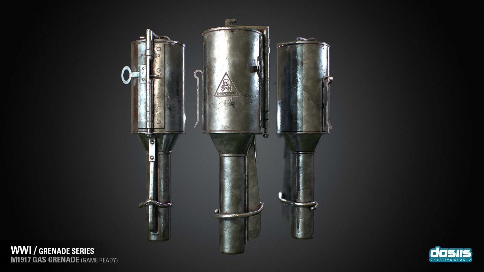 M1917 Gas Grenade - WWI Grenade Series Game Ready Low-poly 3D model_1