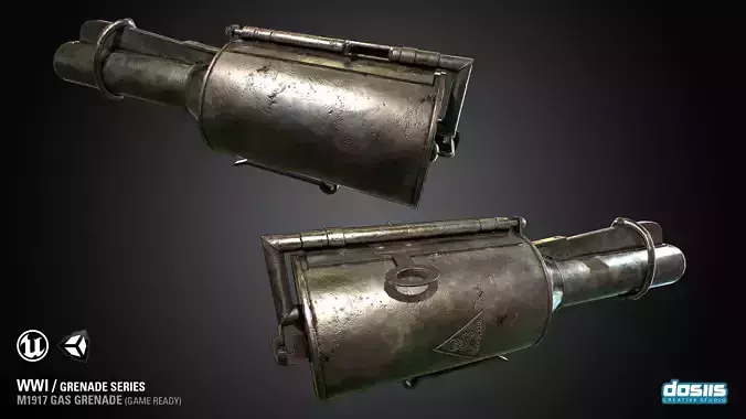 M1917 Gas Grenade - WWI Grenade Series Game Ready Low-poly 3D model