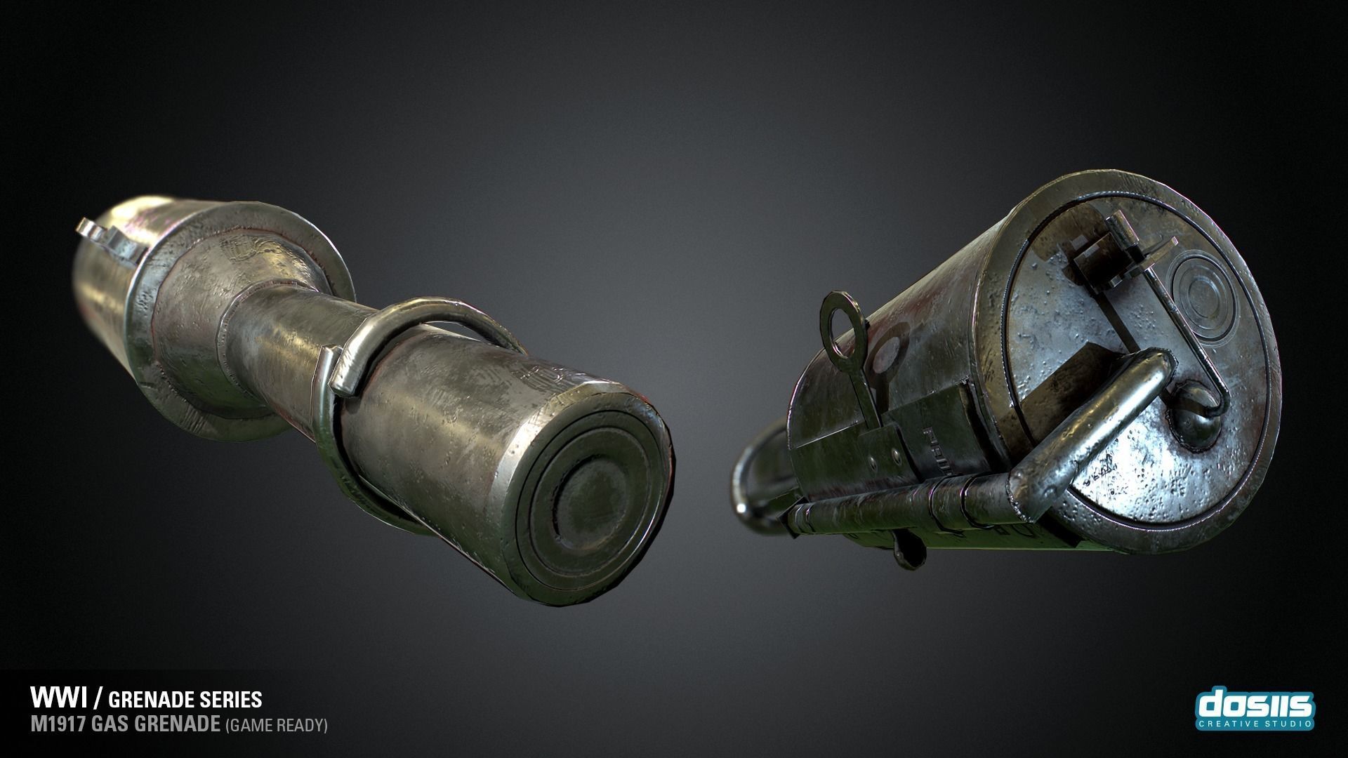 M1917 Gas Grenade - WWI Grenade Series Game Ready Low-poly 3D model_6