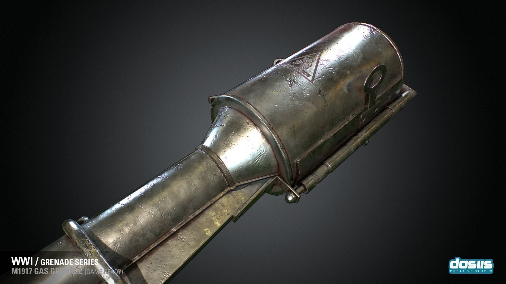 M1917 Gas Grenade - WWI Grenade Series Game Ready Low-poly 3D model_4