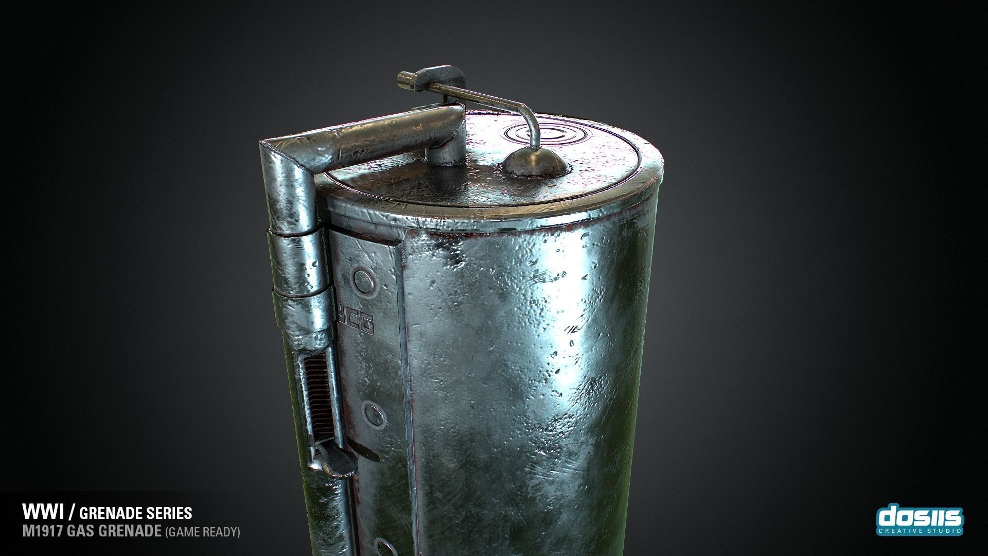 M1917 Gas Grenade - WWI Grenade Series Game Ready Low-poly 3D model_7
