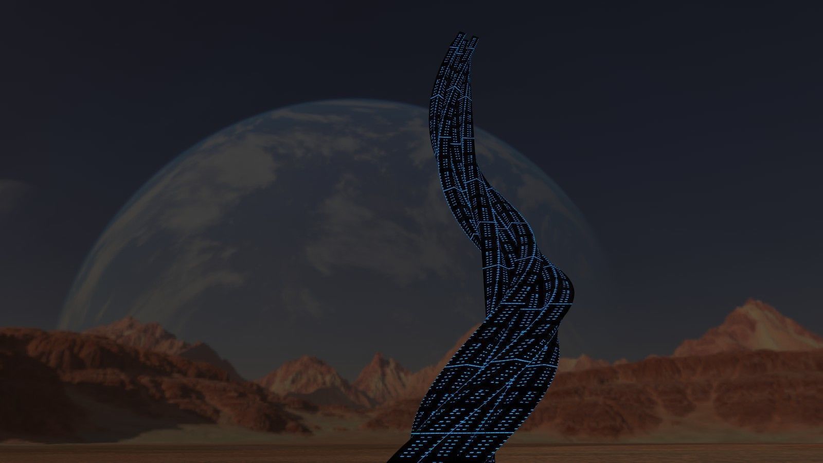 Sci fi Tower Neon Glow 3D model_2