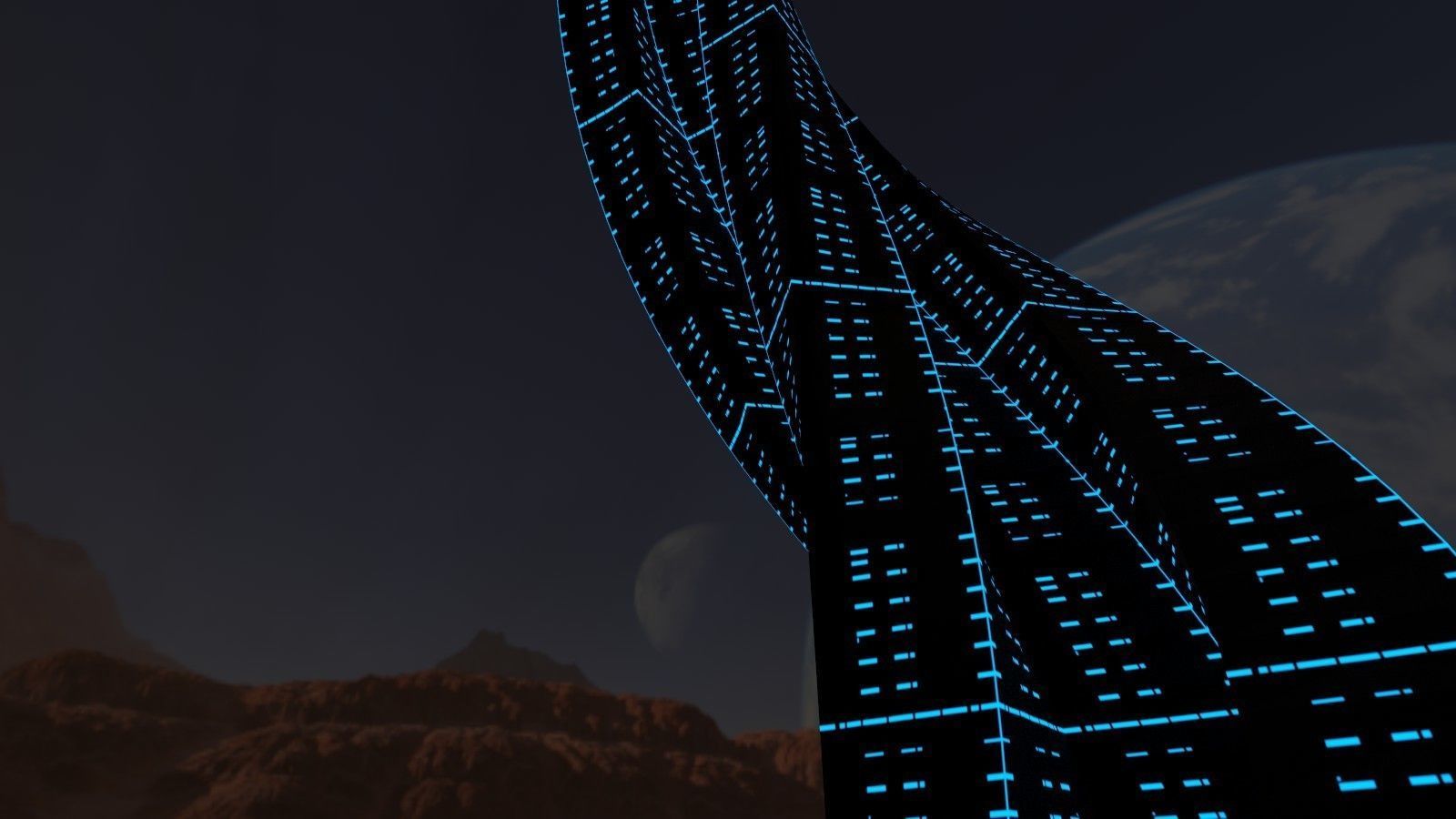 Sci fi Tower Neon Glow 3D model_1