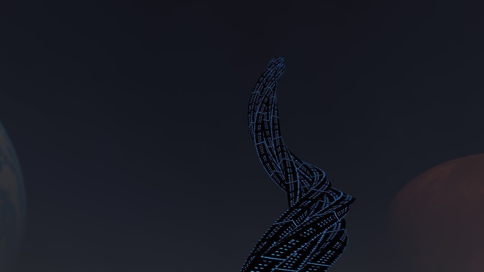 Sci fi Tower Neon Glow 3D model_3