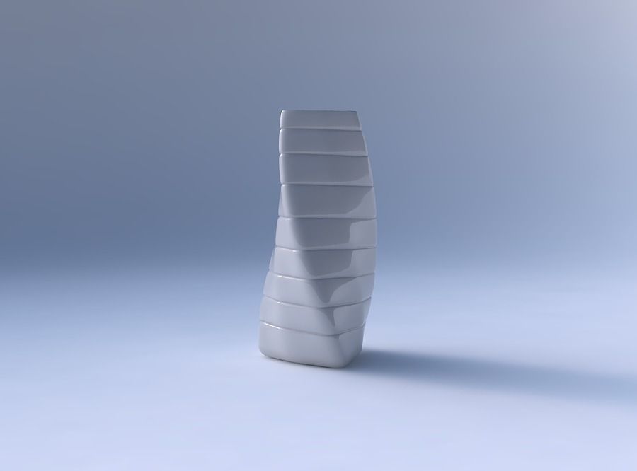 Vase twist triangle with smooth horizontal dents 3D print model_4