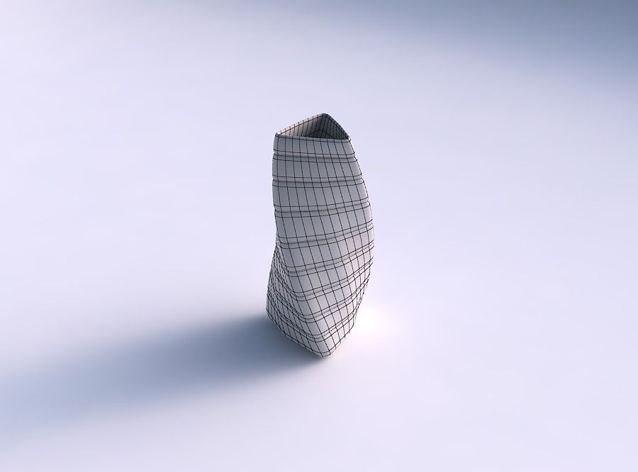 Vase twist triangle with smooth horizontal dents 3D print model_5