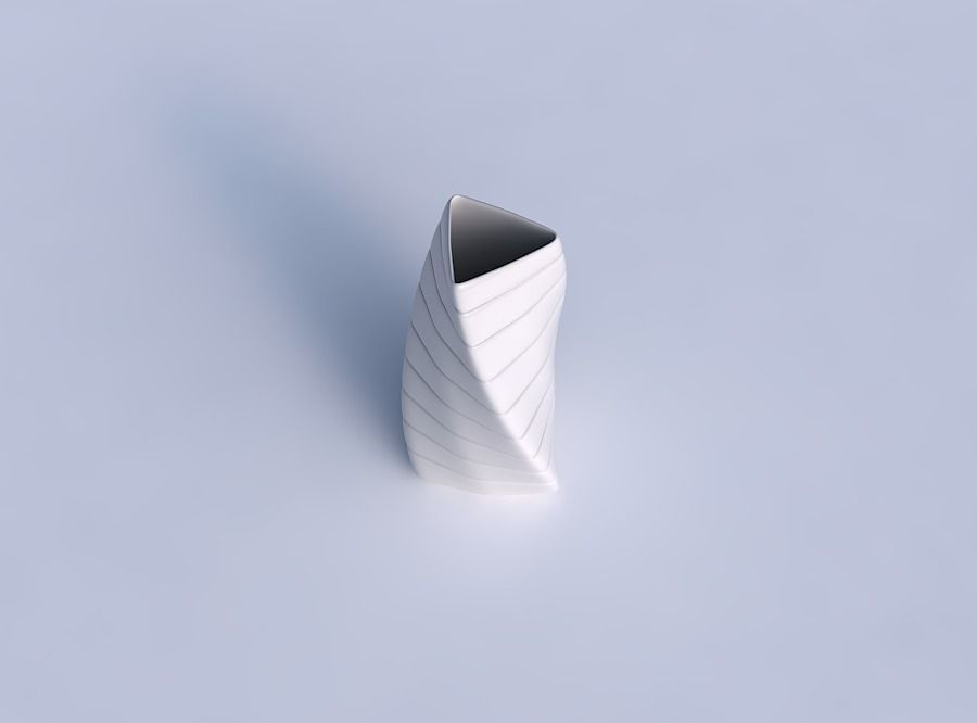 Vase twist triangle with smooth horizontal dents 3D print model_1