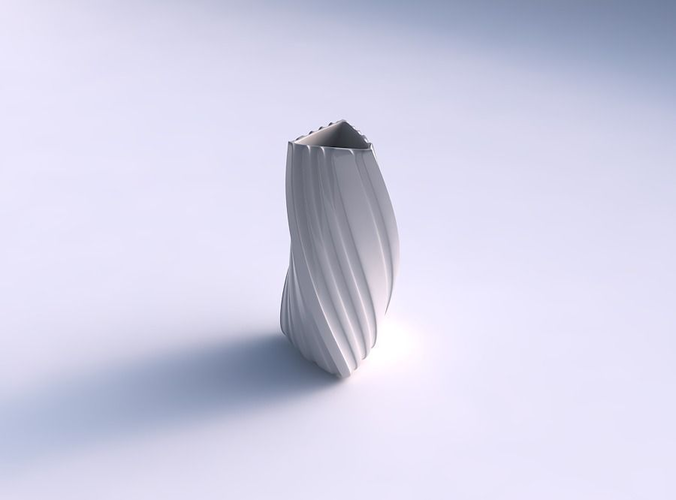 Vase twist triangle with smooth vertical ribbons   3D print model