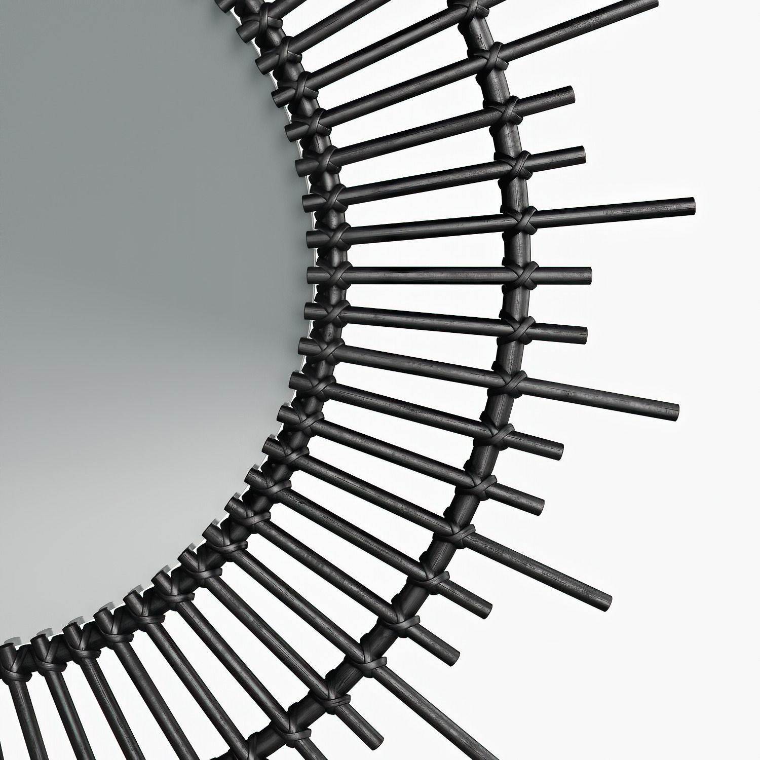 Soleil mirror in black lacquered rattan 3D model_2