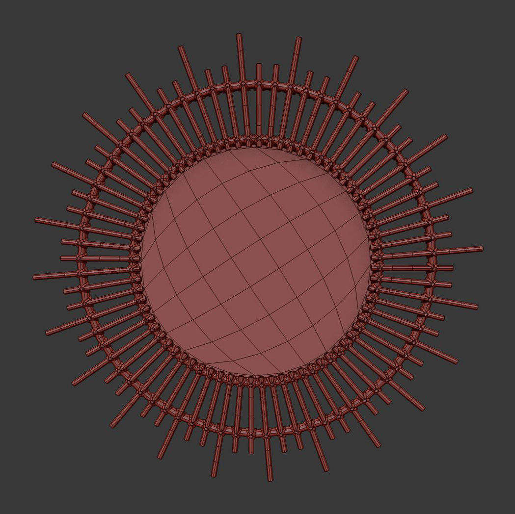 Planete rattan mirror  3D model_5