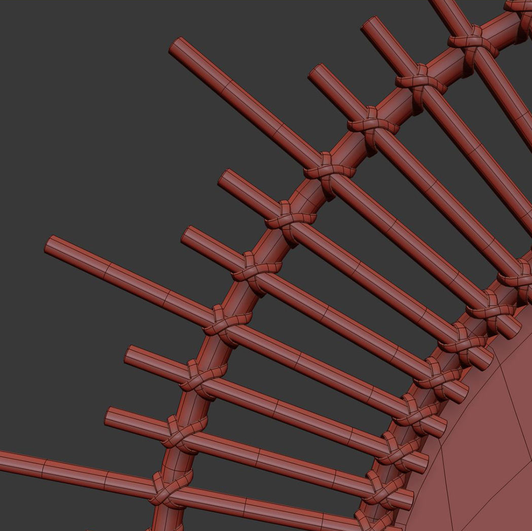 Planete rattan mirror  3D model_3