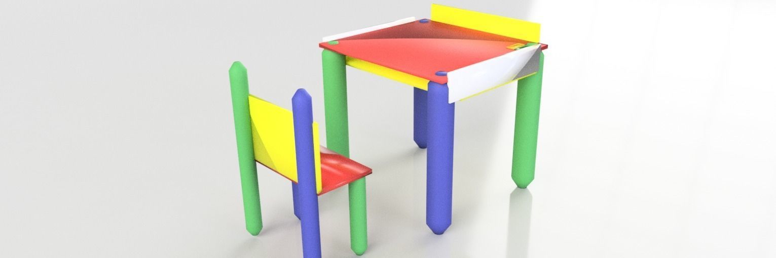 KG desk with chaire 3D model_7