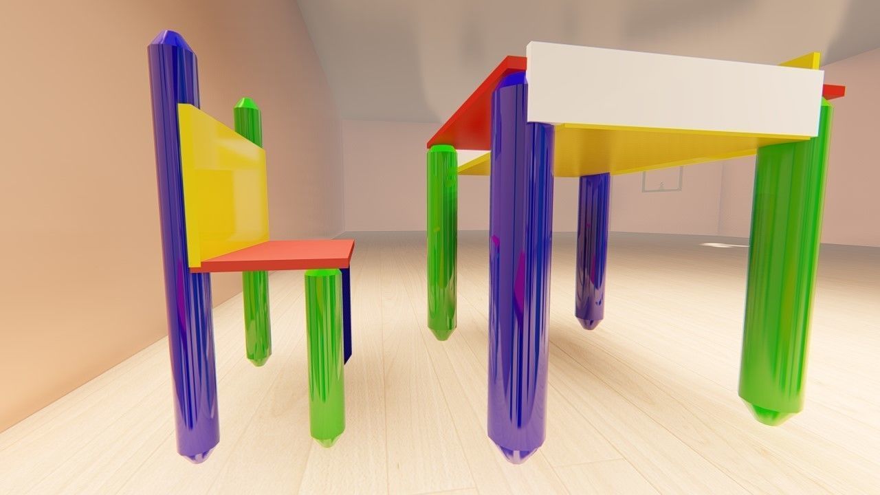 KG desk with chaire 3D model_5