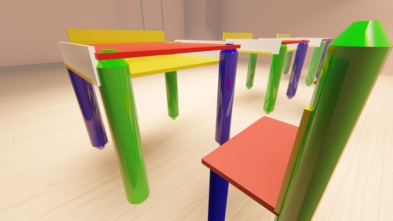 KG desk with chaire 3D model_4