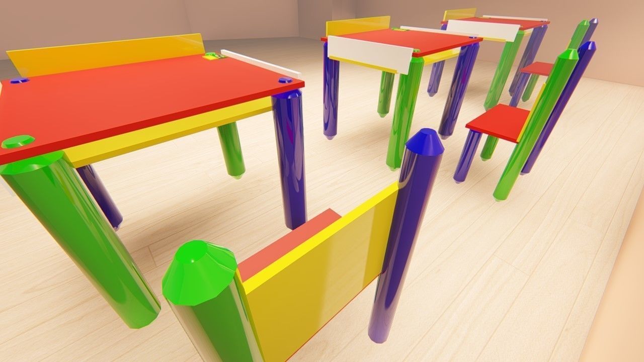 KG desk with chaire 3D model_3