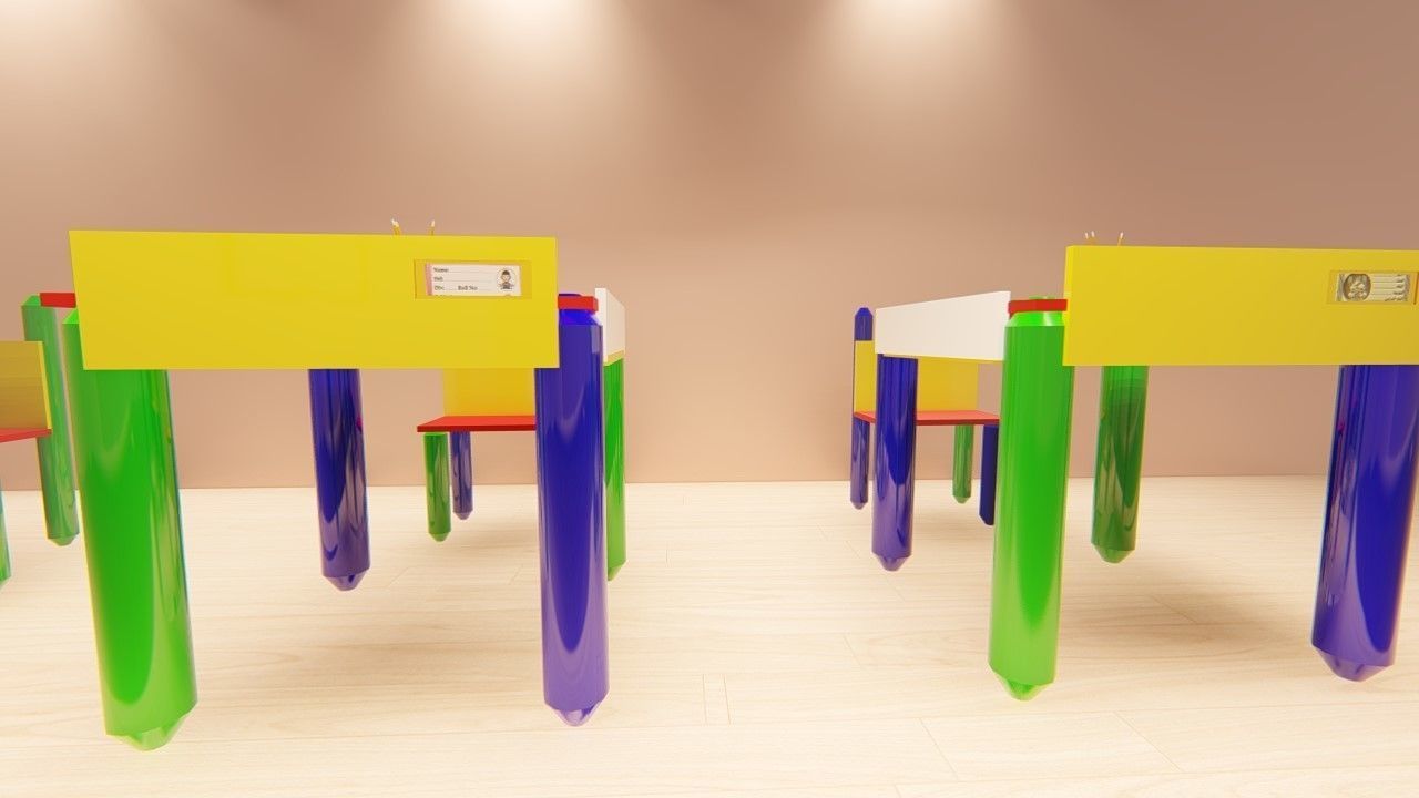 KG desk with chaire 3D model_1