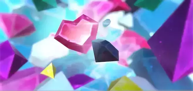 Gems PBR colored crystals Low-poly 3D model