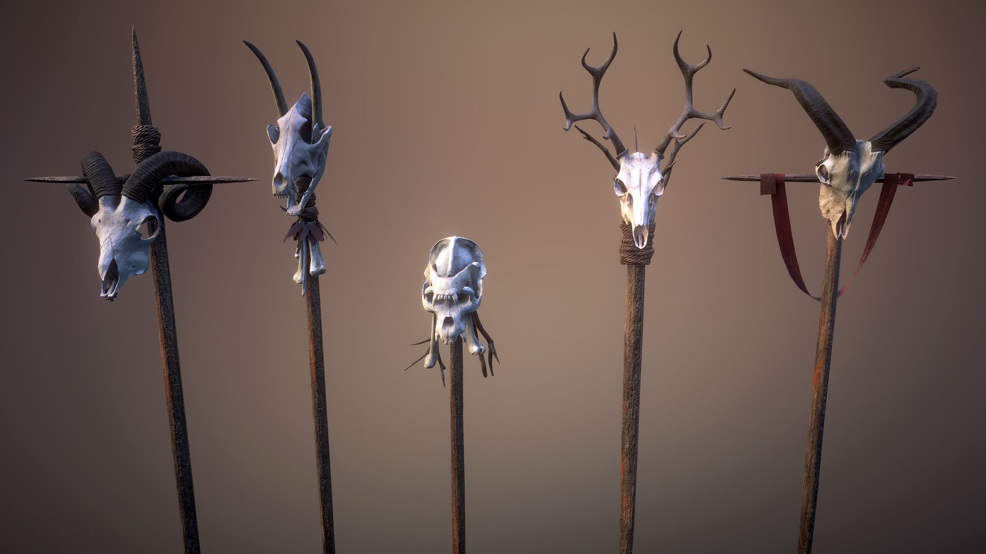 Tribal totems Low-poly 3D model_6