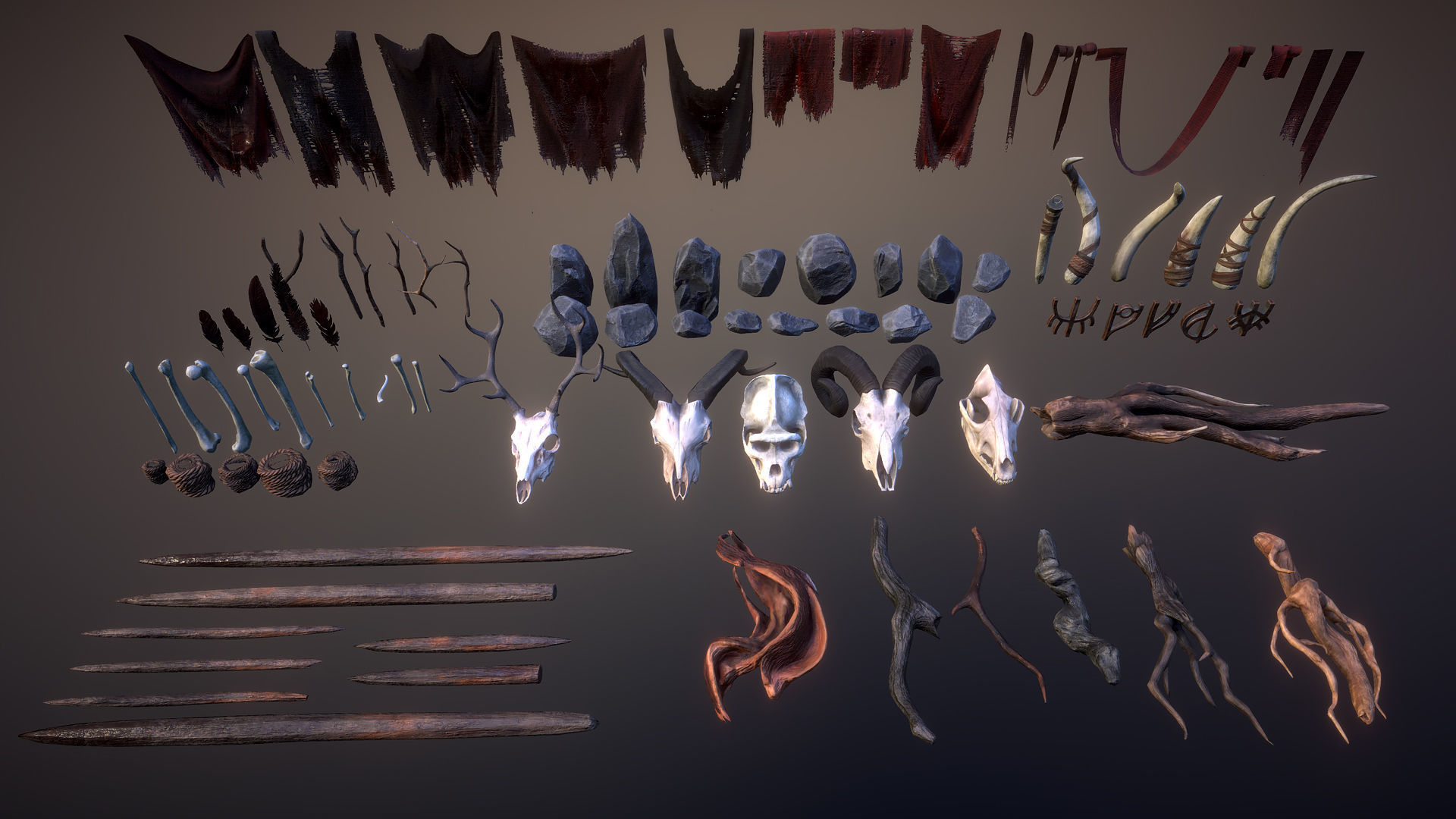 Tribal totems Low-poly 3D model_7