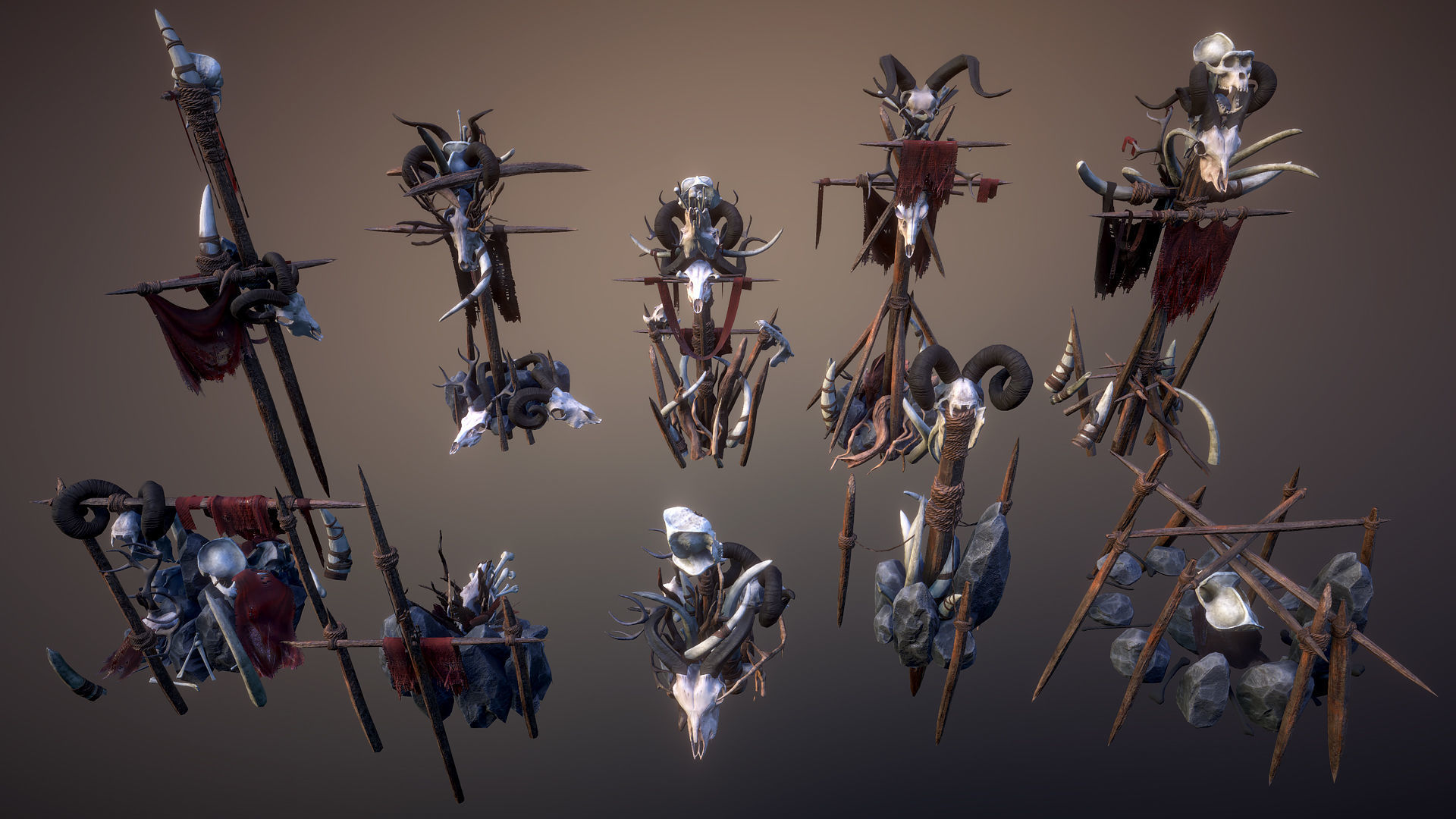 Tribal totems Low-poly 3D model_5