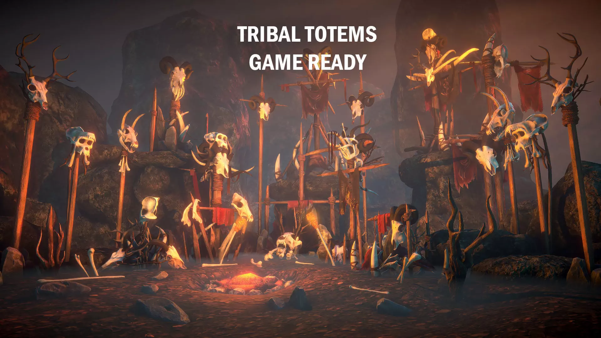 Tribal totems Low-poly 3D model_0