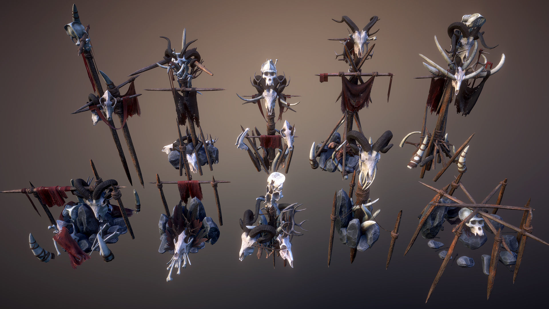Tribal totems Low-poly 3D model_4