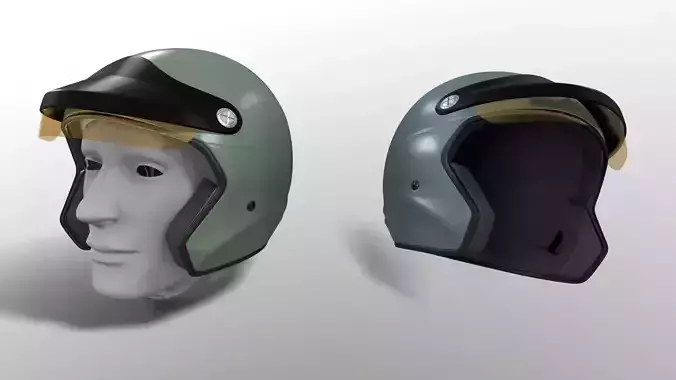 Helmet Retro Motorcycle - F1 Low-poly 3D model