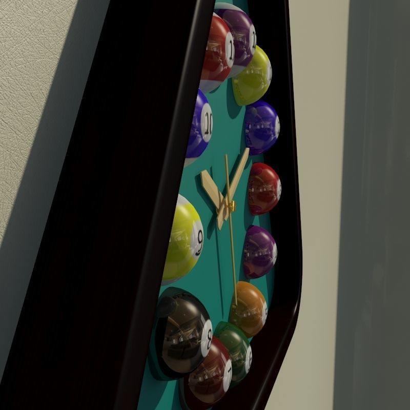 Wall clock billiard 3D model_5