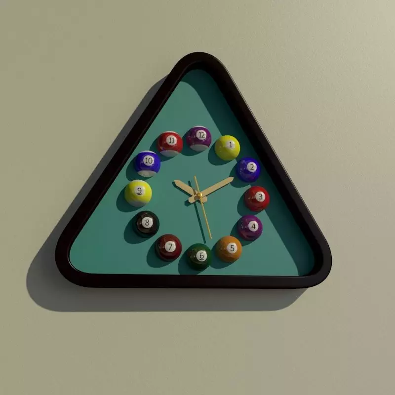 Wall clock billiard 3D model_0