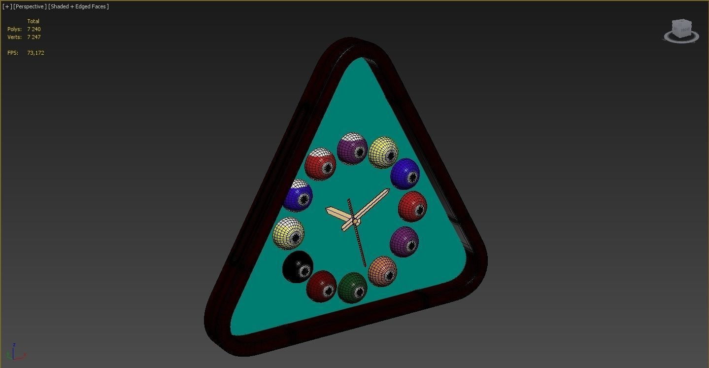 Wall clock billiard 3D model_18