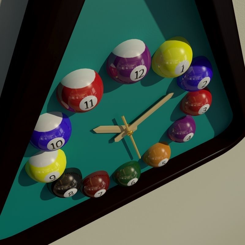 Wall clock billiard 3D model_4