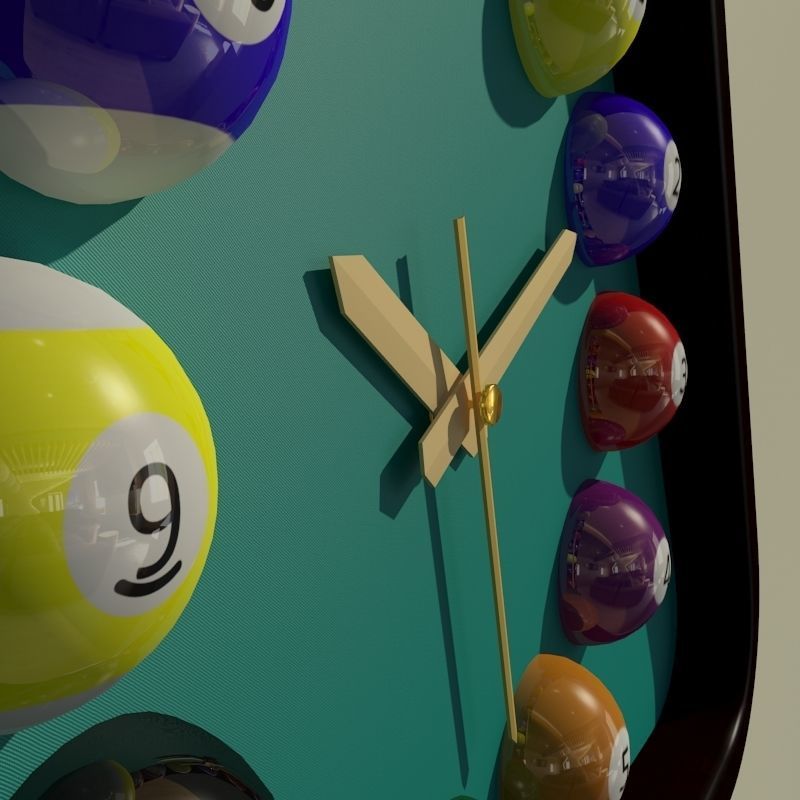 Wall clock billiard 3D model_2